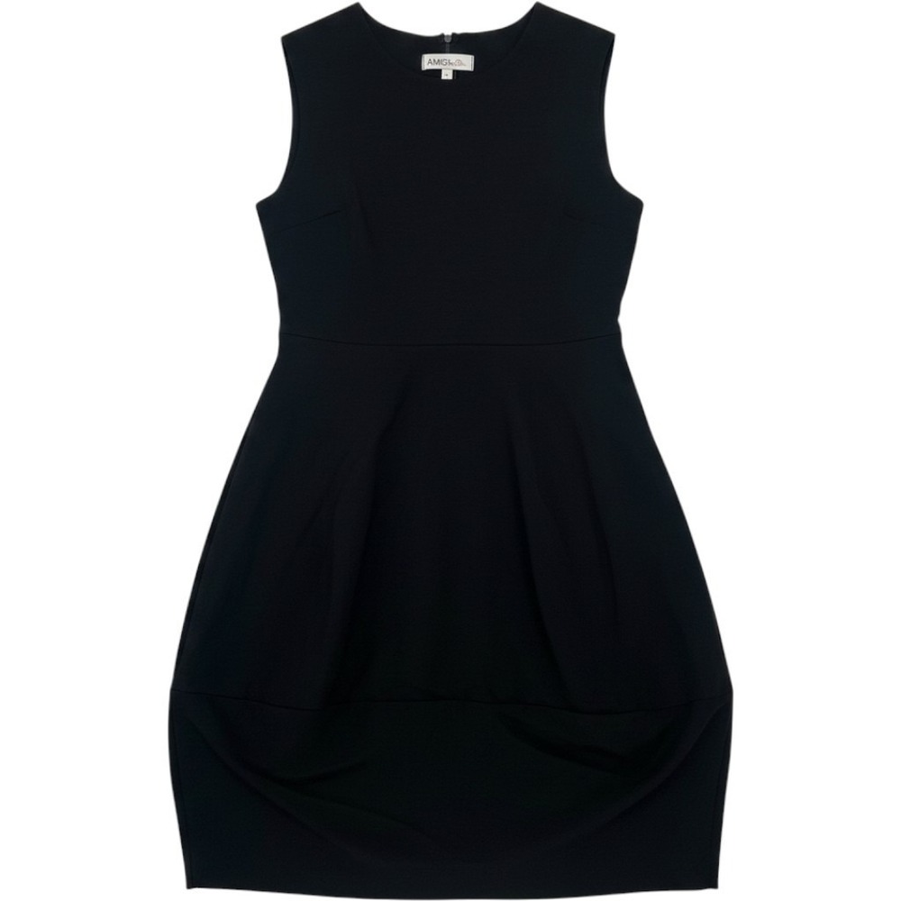 Amici by Baci Bubble Hem Dress Womens‎ M Black Sleeveless Raw edges Lagenlook